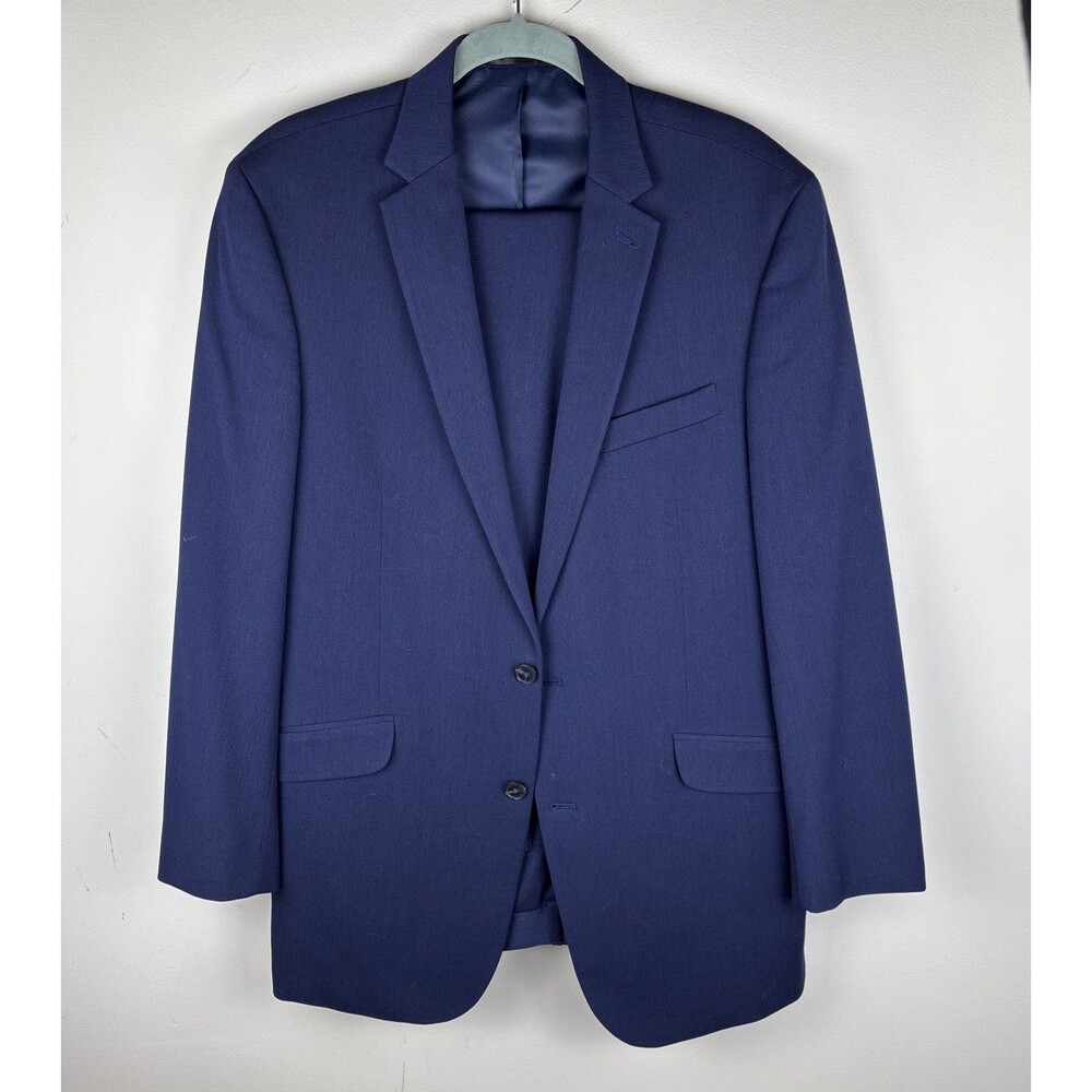 Men's Suit 42L W35 Navy Blue Office Corp Suit Kenneth Cole
